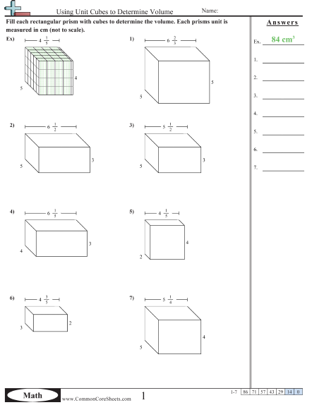 Using Cubes to Find Volume (Fractional Sides) Worksheet - Using Unit Cubes to Determine Volume worksheet